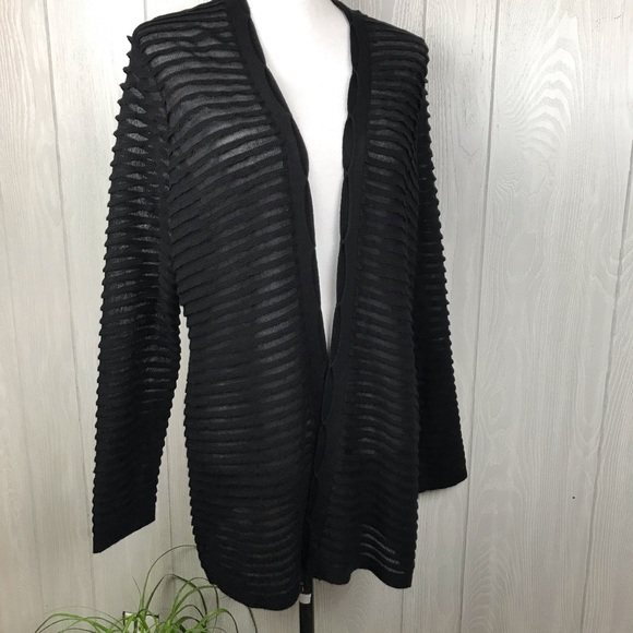Chico's Sweaters - Chico’s Travelers black sheer wool long cardigan